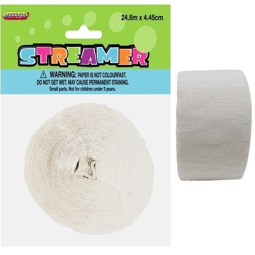 White Crepe Streamer 24M Party Decorations - NextParty