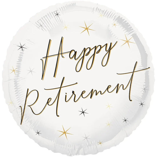 White Happy Retirement Foil Balloon 45cm (18") - NextParty