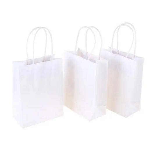 White Kraft Paper Party Bags 3pk 15cm x 12cm x 6cm - NextParty