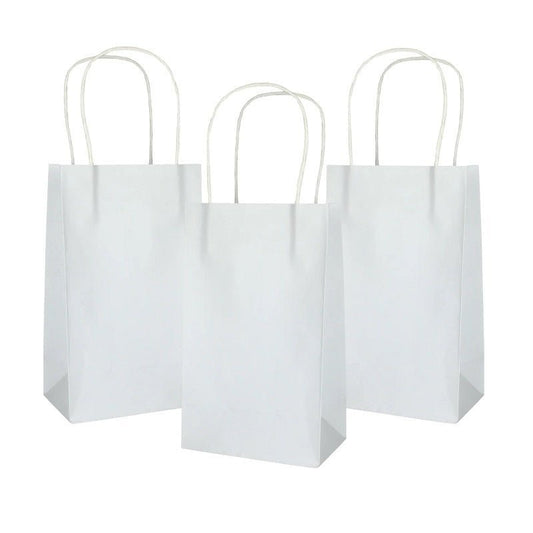 White Kraft Paper Party Bags 3pk 21cm x 15cm x 8cm - NextParty