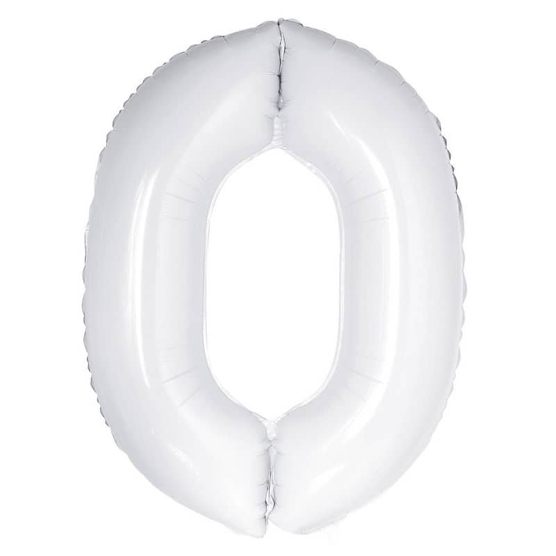 White Number 0 Giant Numeral Foil Balloon 86CM (34") - NextParty