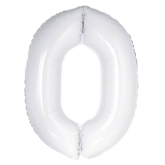 White Number 0 Giant Numeral Foil Balloon 86CM (34") - NextParty