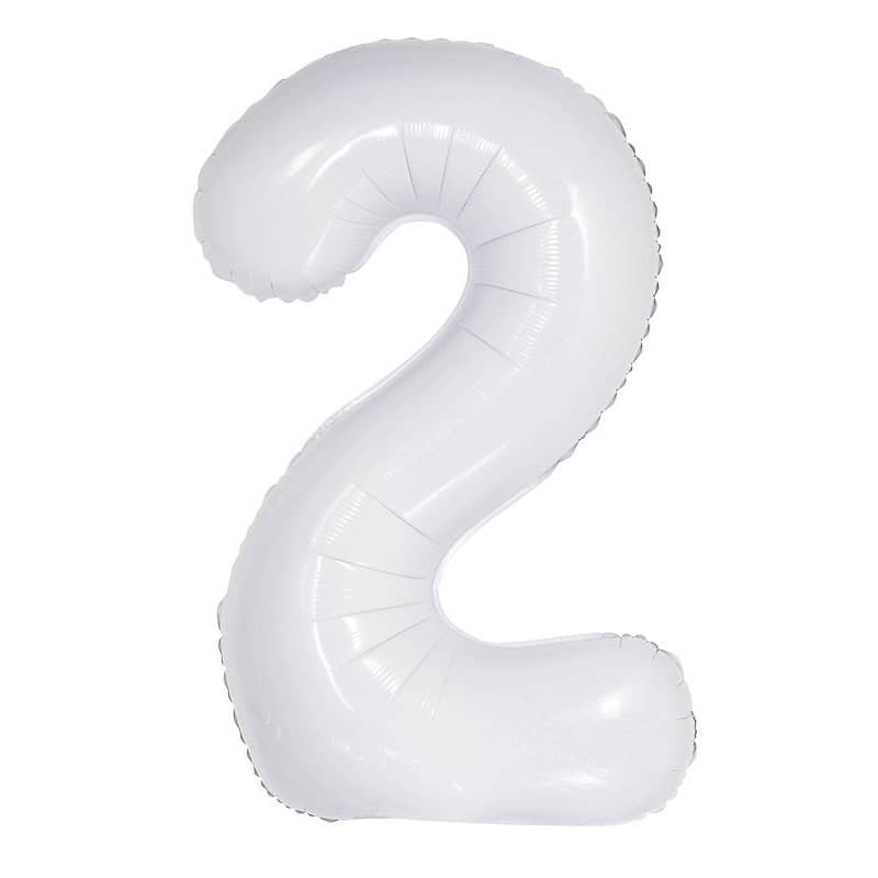 White Number 2 Giant Numeral Foil Balloon 86CM (34") - NextParty