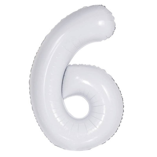 White Number 6 Giant Numeral Foil Balloon 86CM (34") - NextParty