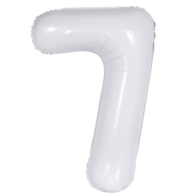 White Number 7 Giant Numeral Foil Balloon 86CM (34") - NextParty