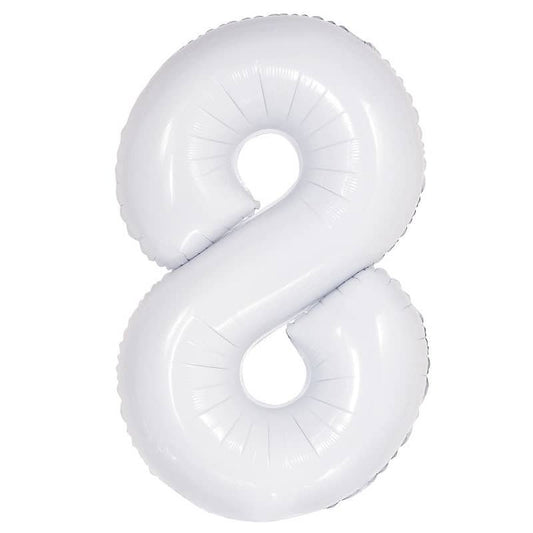 White Number 8 Giant Numeral Foil Balloon 86CM (34") - NextParty