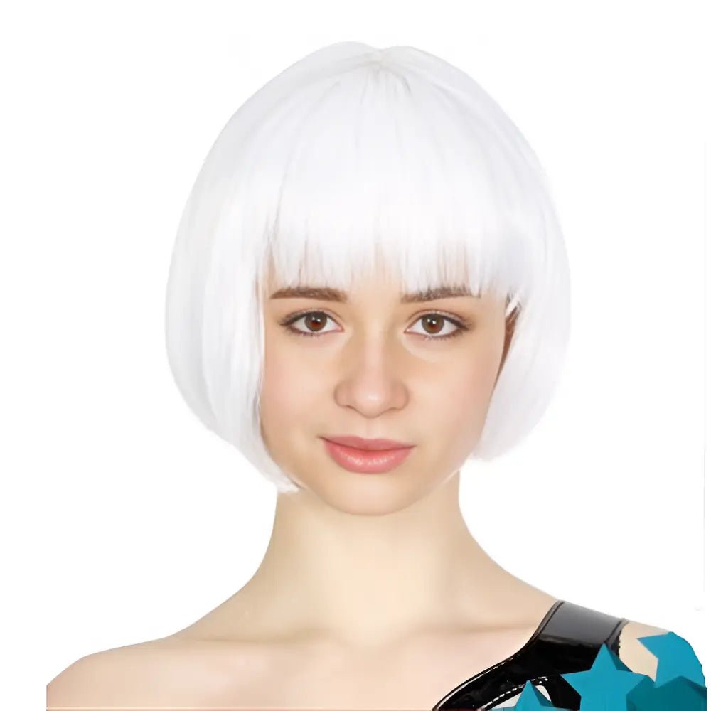 White Short BOB Wig With Fringe - NextParty