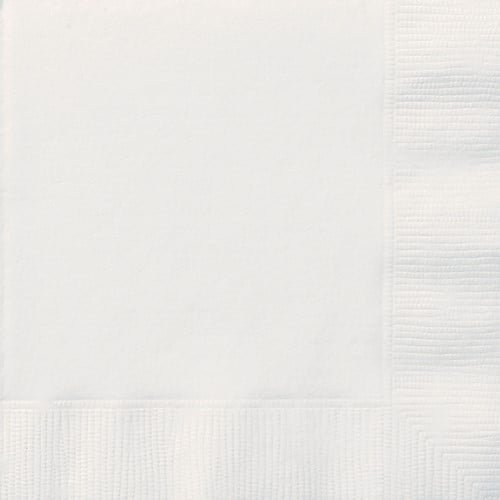 White Solid Colour Beverage Napkins 20pk Serviettes - NextParty