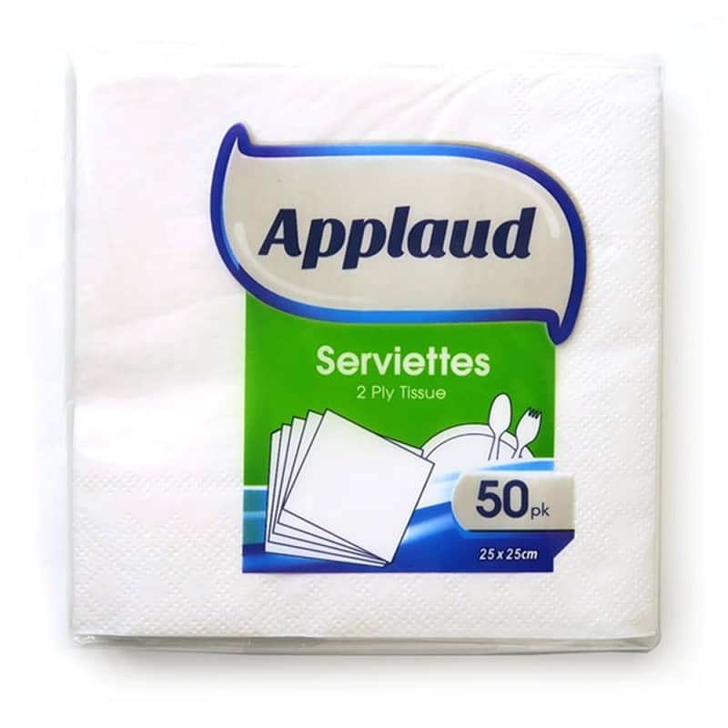 White Solid Colour Beverage Napkins 50pk Small Serviettes - NextParty