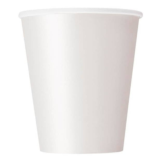 White Solid Colour Paper Cups 8pk - NextParty