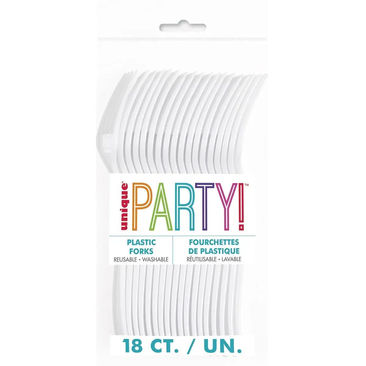 White Solid Colour Plastic Forks 18pk Reusable - NextParty