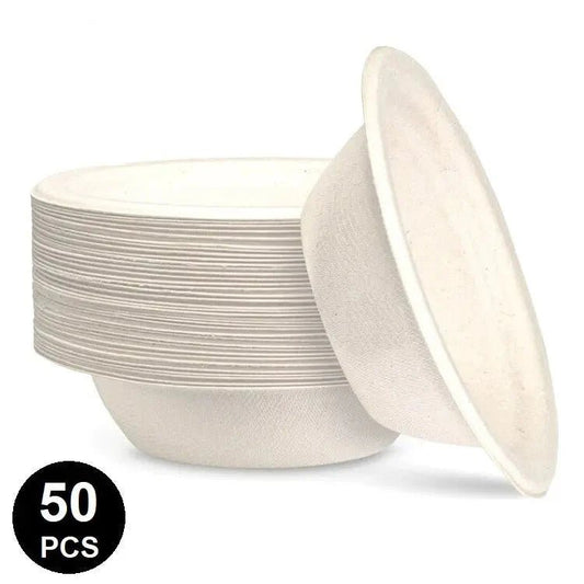 White Sugarcane Medium Bowls 340ml 16cm 50pk - NextParty