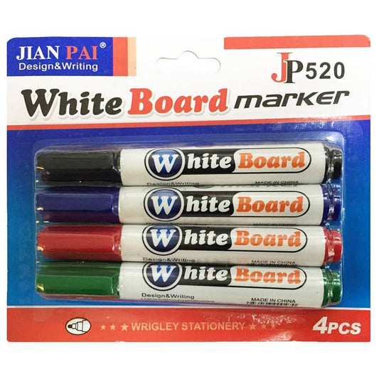 Whiteboard Markers 4pk Black Red Blue Green Ink Colour Bullet Tips - NextParty