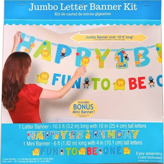 Wild One Boys 1st Birthday Jumbo Letter Banner - NextParty