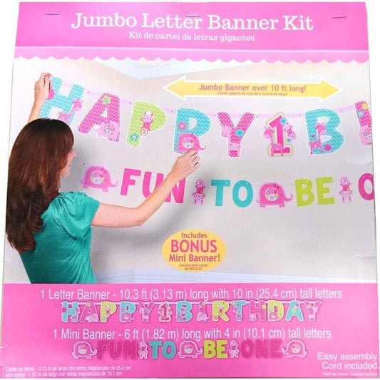 Wild One Girls 1st Birthday Jumbo Letter Banner - NextParty