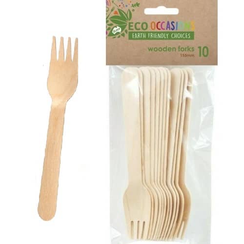 Wooden Forks 155mm 10pk Cutlery Pack - NextParty