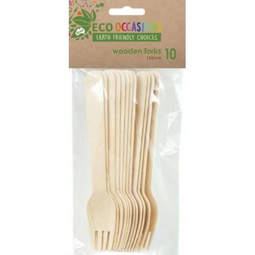 Wooden Forks 155mm 10pk Cutlery Pack - NextParty