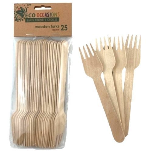 Wooden Forks 25pk Cutlery Pack - NextParty