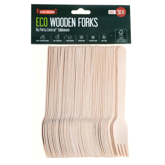 Wooden Forks 50pk Cutlery Pack - NextParty