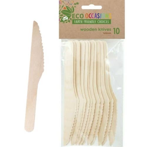 Wooden Knives 165mm 10pk Cutlery Pack - NextParty