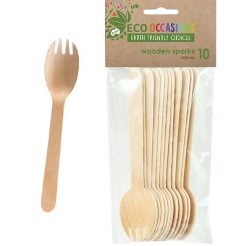 Wooden Sporks 140mm 10pk Cutlery Pack - NextParty