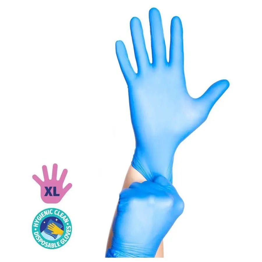 XL Disposable Nitrile Gloves 100pk Blue Powder Free Cleaning & Food Safe - NextParty