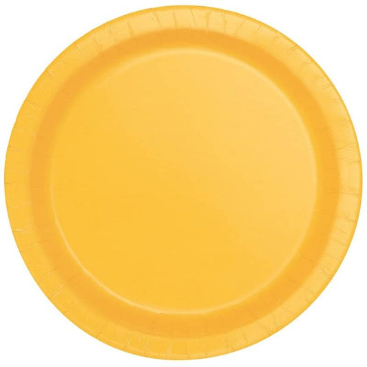 Yellow Large Round Paper Plates 23cm (9") 8pk Solid Colour - NextParty