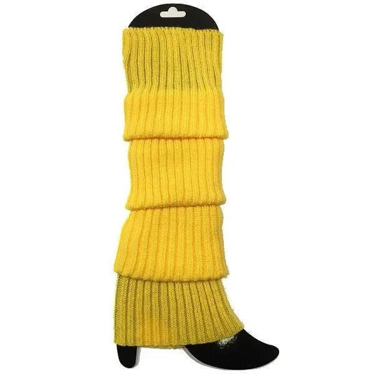 Yellow Leg Warmers Chunky Knit 1980's Party Accessories - NextParty