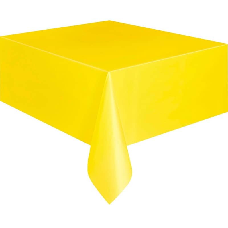 Yellow Rectangle Solid Colour Plastic Table Cover 137cm x 274cm - NextParty