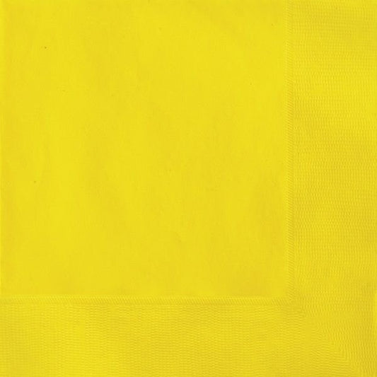 Yellow Solid Colour Beverage Napkins 20pk Serviettes - NextParty