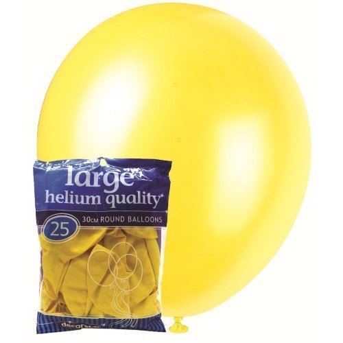 Yellow Solid Colour Latex Balloons 30cm (12") 25pk - NextParty